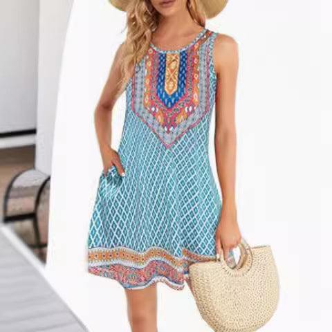 Boho Floral Print Sleeveless Sundress
