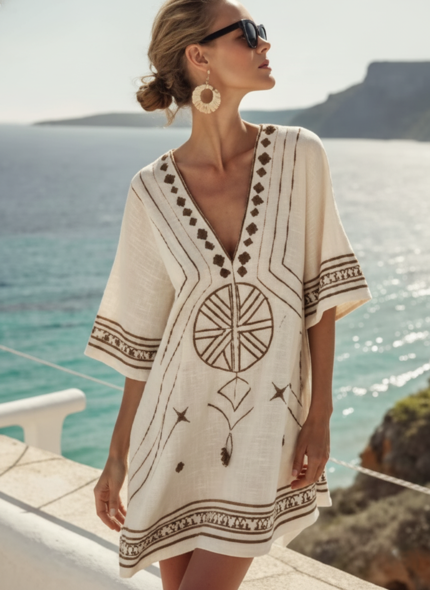 Mexican Tunic Dress – Aqua Flow