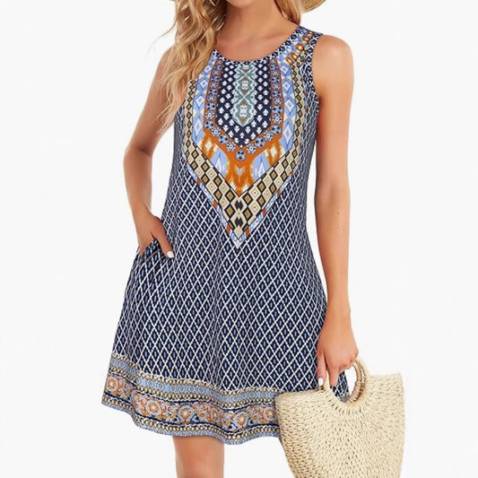 Boho Floral Print Sleeveless Sundress