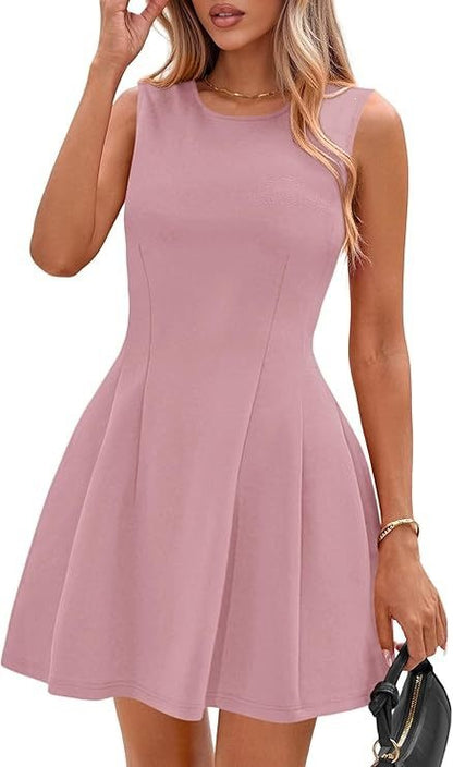 Sleeveless Solid Color Casual Dress Women