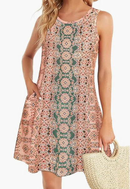 Boho Floral Print Sleeveless Sundress