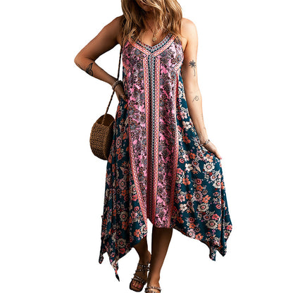 Bohemian Floral Patchwork Print Long Sundress