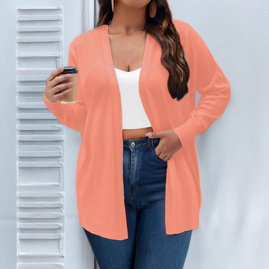 Solid Color Cardigan Women Elegant Simple Versatile Coat