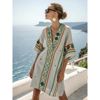 Mexican Tunic Dress – Coastal Mist