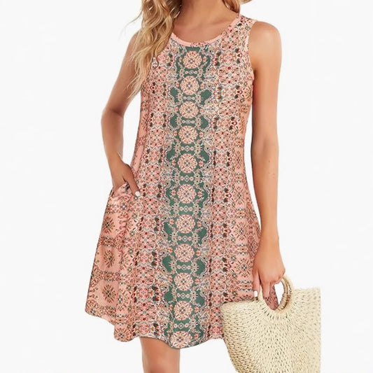 Boho Floral Print Sleeveless Sundress