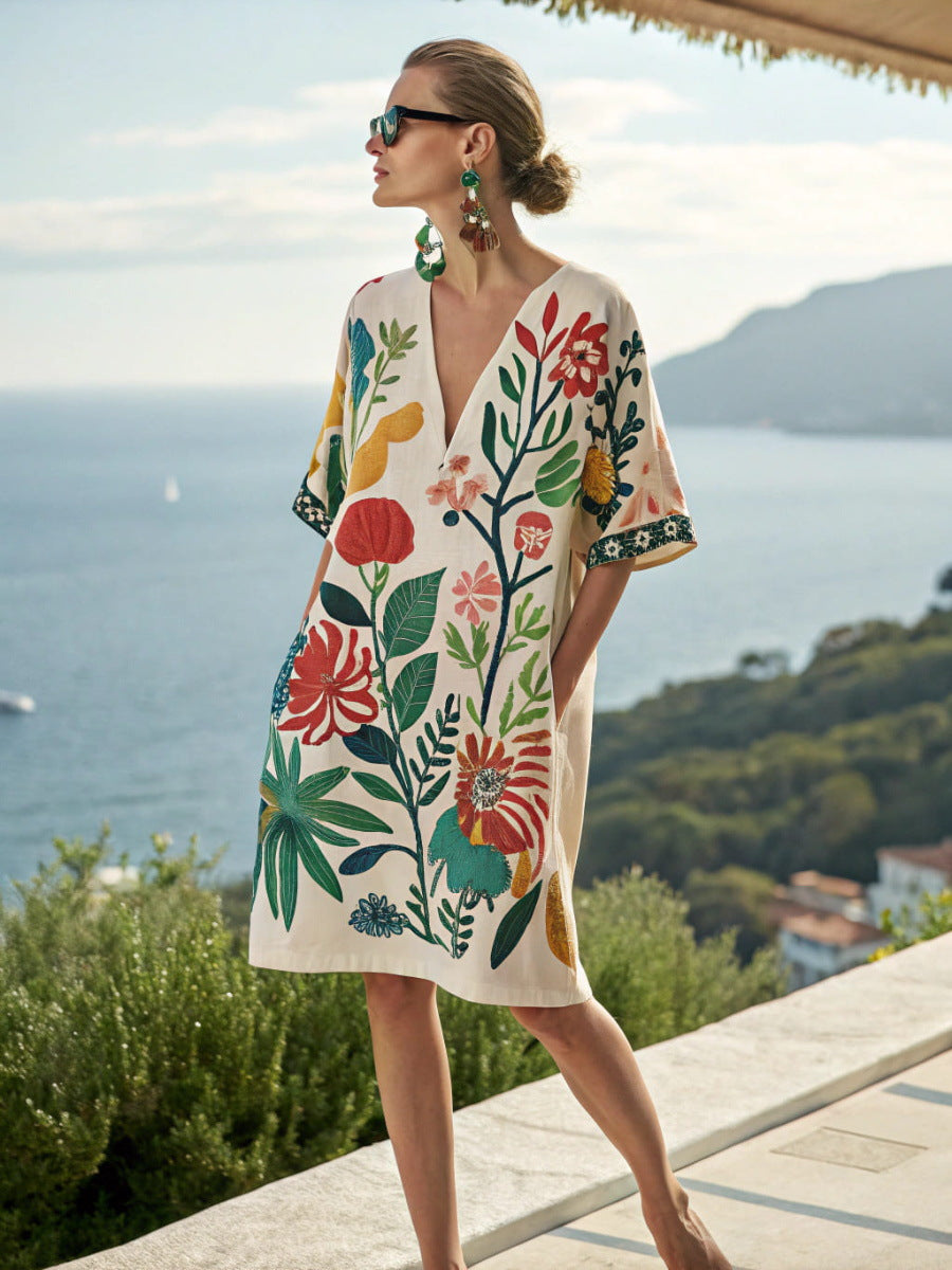 Mexican Tunic Dress – Aqua Flow