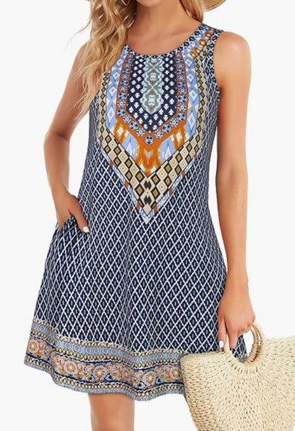 Boho Floral Print Sleeveless Sundress