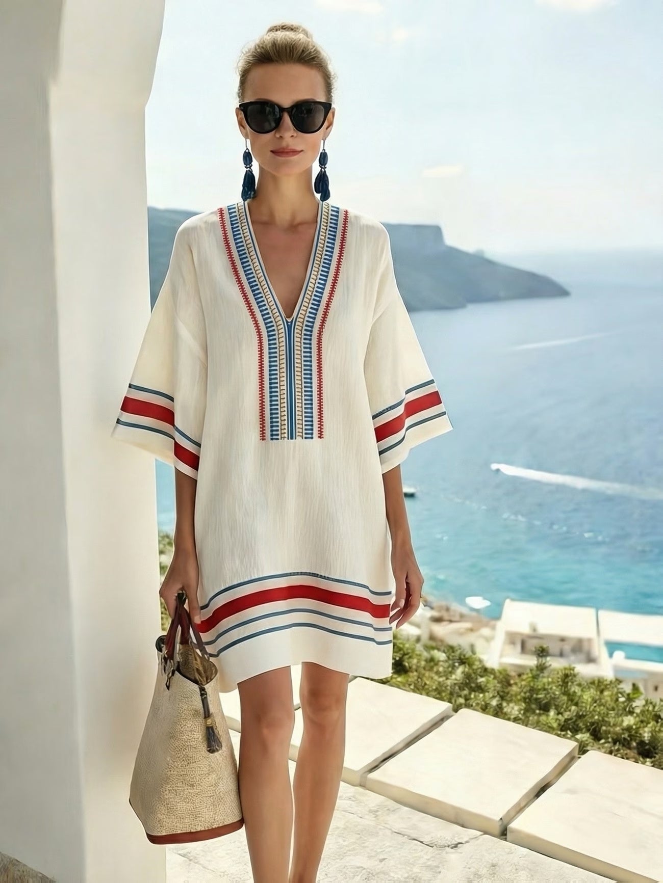 Mexican Tunic Dress – Ocean Breeze