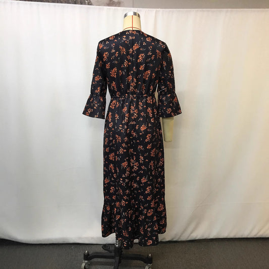 Printed Denim Patchwork Dress For Women