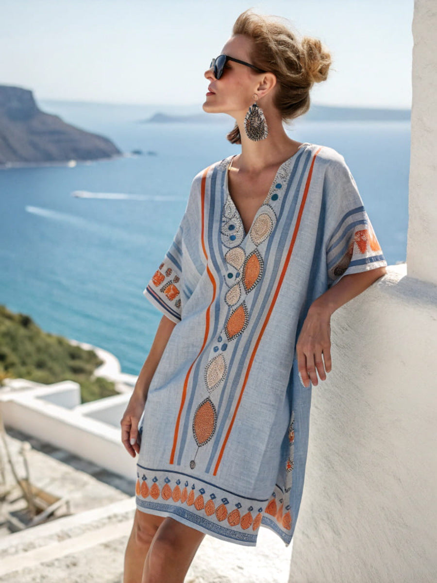 Mexican Tunic Dress – Aqua Flow
