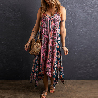 Bohemian Floral Patchwork Print Long Sundress