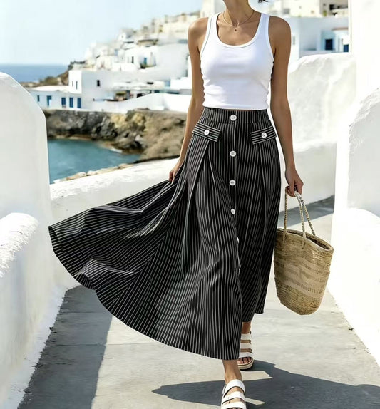 Striped High-Waisted Skirt