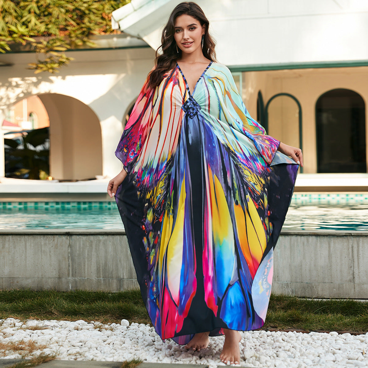 Colorful Woven Beach Kaftan