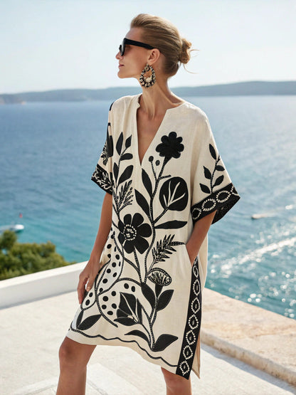 Mexican Tunic Dress – Aqua Flow