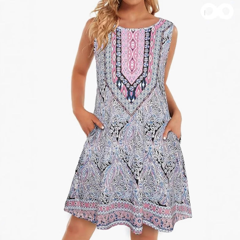 Boho Floral Print Sleeveless Sundress