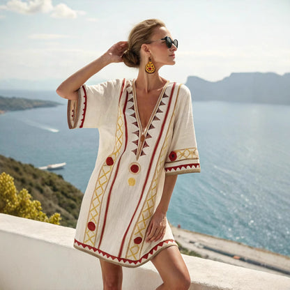 Mexican Tunic Dress – Aqua Flow