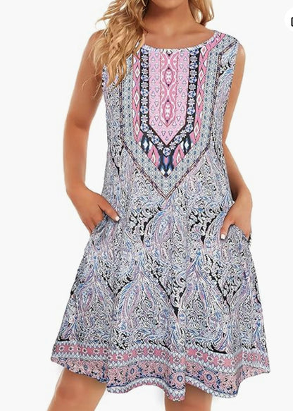 Boho Floral Print Sleeveless Sundress