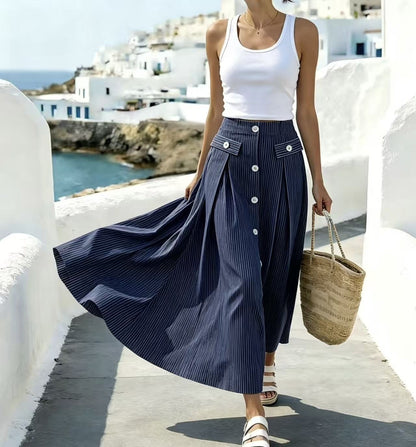 Striped High-Waisted Skirt