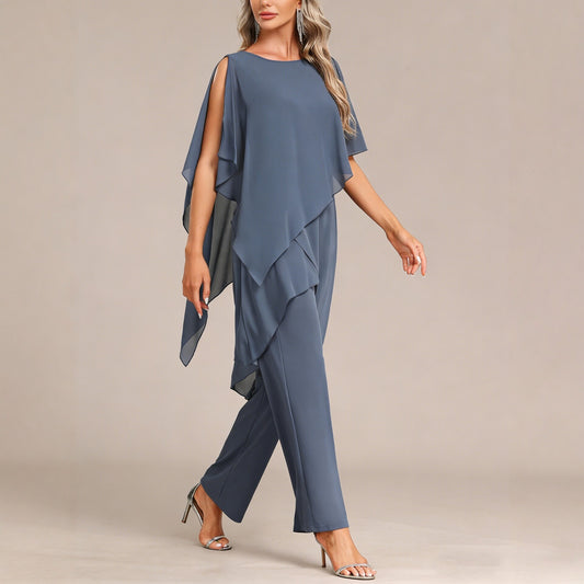 Women's Off-shoulder Irregular Top And Pants Two-piece Set
