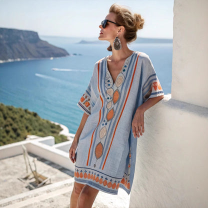 Mexican Tunic Dress – Aqua Flow