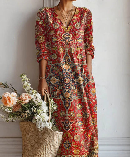Lady's Linen Long-sleeved Dress