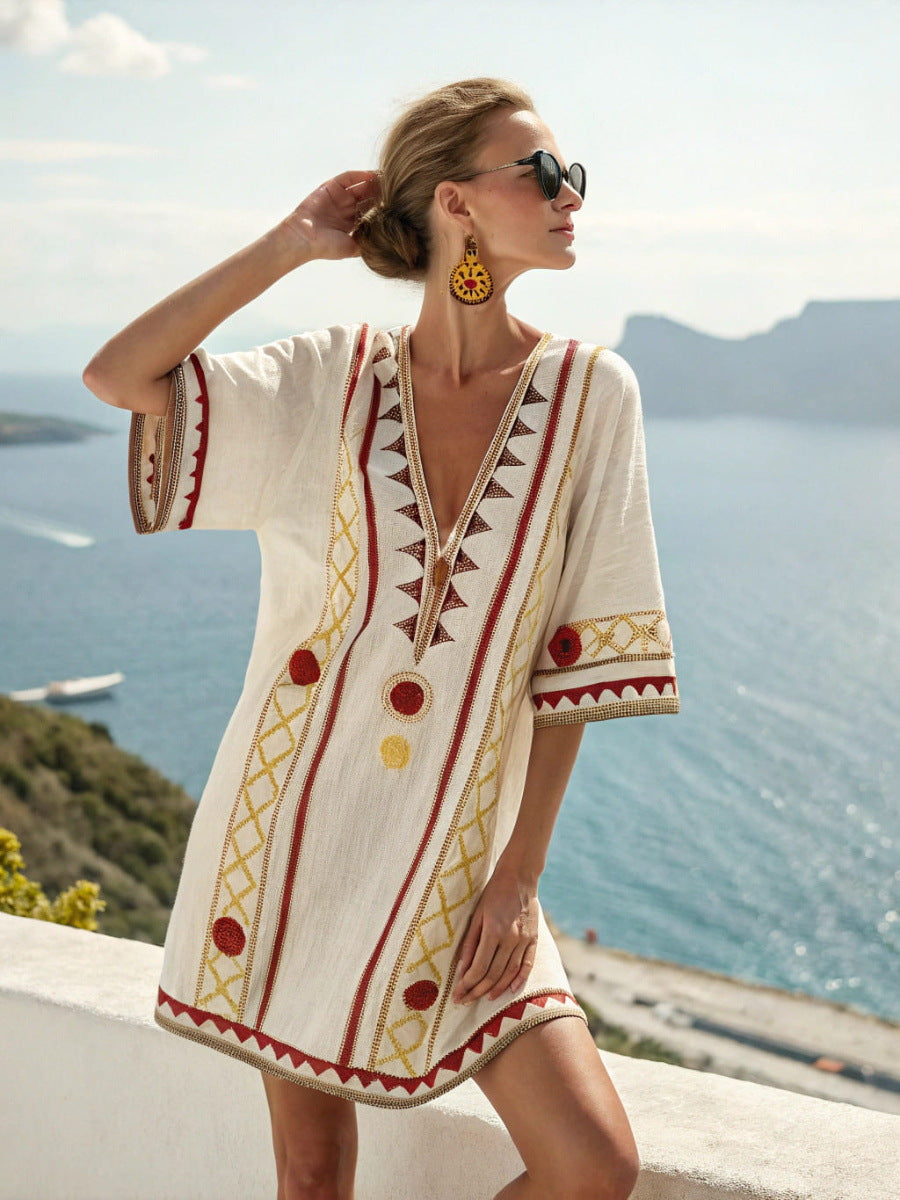 Mexican Tunic Dress – Aqua Flow